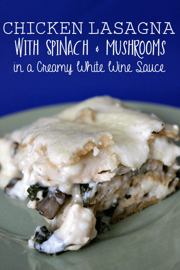 Chicken Lasagna with Spinach & Mushrooms // Budget Girl --- A woodsy, hearty lasagna made with a savory white wine sauce.