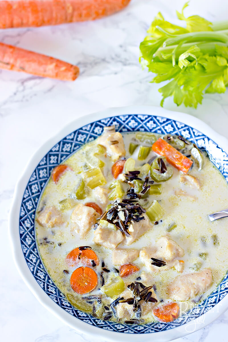 Creamy Chicken and Rice Soup is a hearty soup made with wild rice. It's simple to make and its warm, savory taste is great for the cold winter months.