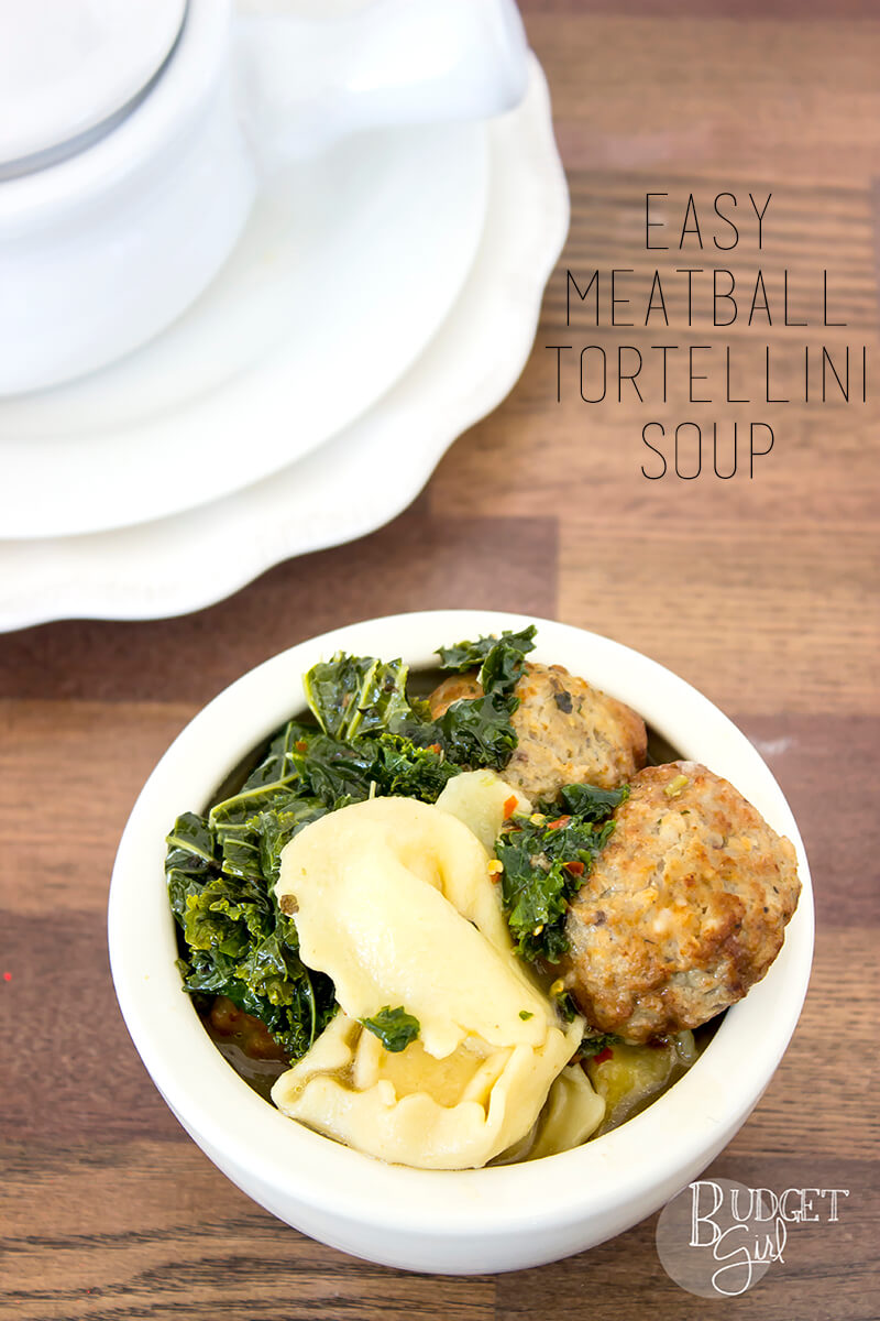 Meatball Tortellini Soup is a savory soup, filled with kale and turkey meatballs. It's quick and easy to make, as well!