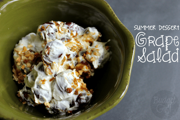 Grape Salad // Budget Girl --- A sweet and juicy dessert for summer. Perfect for holidays and BBQs. Add whatever fruit you want or just use the cream cheese mixture as a dip. 