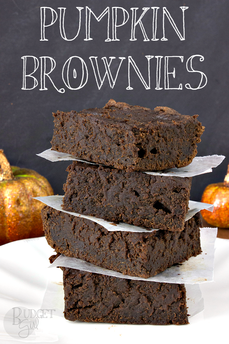 Pumpkin Brownies are easy, fudge-y brownies made using only a box mix and a can of pumpkin.
