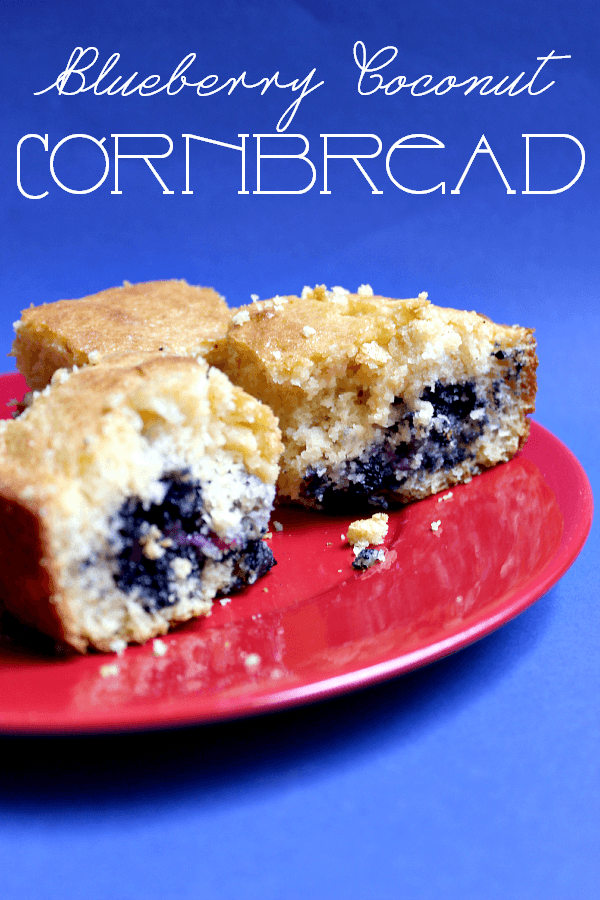Blueberry Coconut Cornbread // Budget Girl --- Whoever said fruit doesn't go in cornbread is *really* missing out. This is moist and delicious, with just the right amount of sweet. It works as a side dish and a dessert. Definitely my new favorite thing and I don't even like cornbread. :P #food #baking #cornbread #bread #recipes #blueberry #coconut 