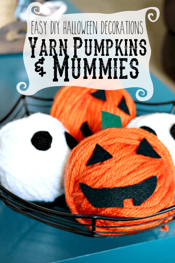 Yarn Pumpkins & Mummies // Budget Girl --- A quick and easy Halloween DIY! #pumpkins #mummies #halloween #fall #autumn #diy #crafts #easy