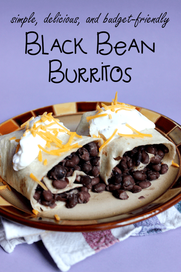 Black Bean Burritos // Budget Girl --- Simple, delicious, and budget-friendly. Dress up the burritos with avocado & tomato OR puree the beans and eat as a soup. Either way, these beans are seasoned perfectly and taste amazing.