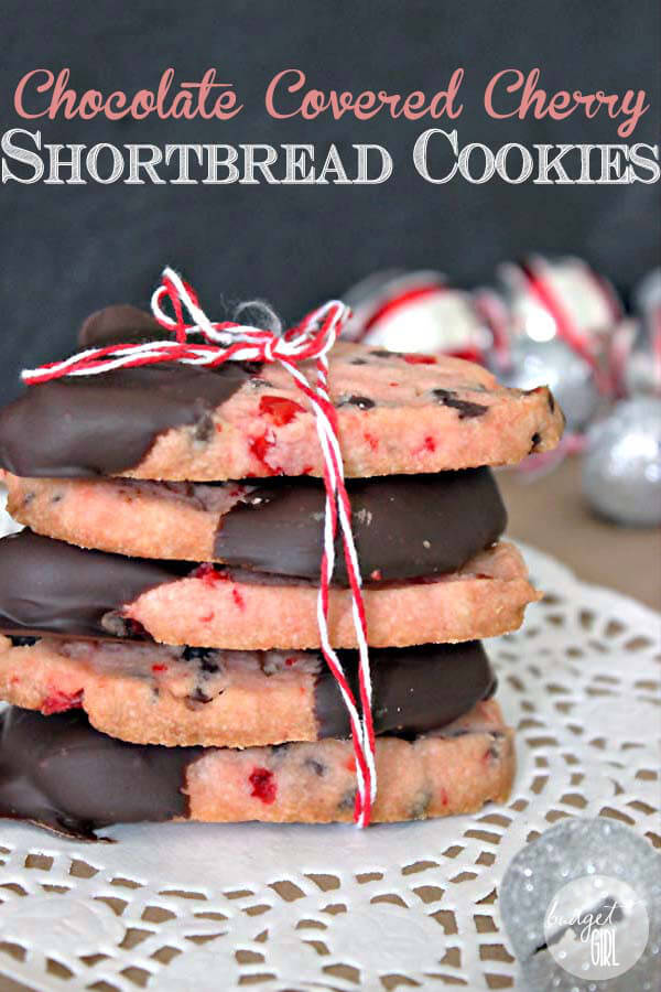 Chocolate Covered Cherry Shortbread Cookies from Budget Girl