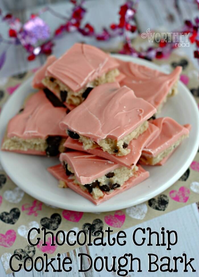 Chocolate Chip Cookie Dough Bark from A Worthy Read
