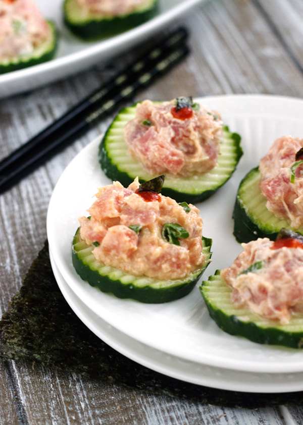 Low Calorie Spicy Tuna Bites from Food, Faith, Fitness