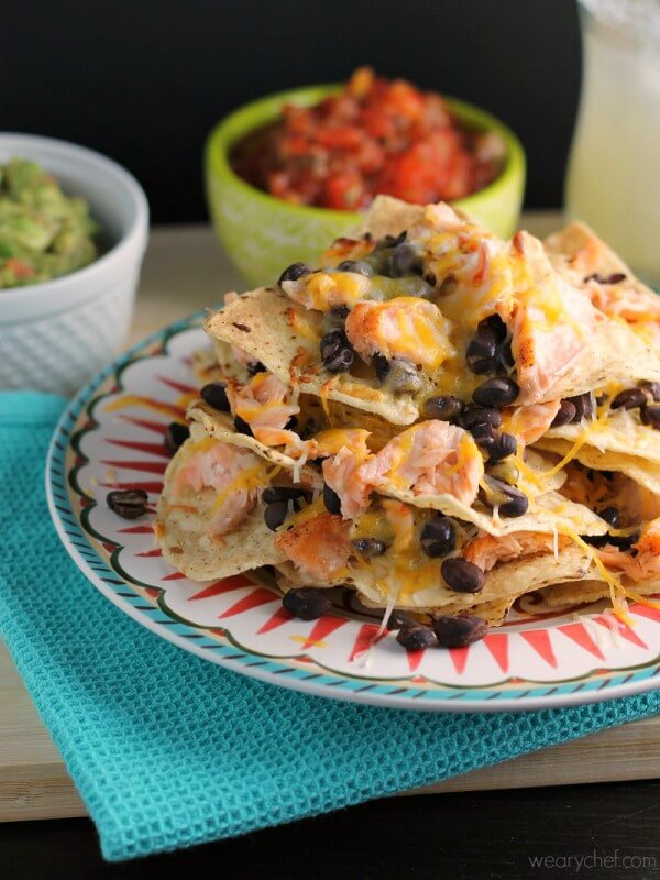 Salmon and Black Bean Nachos from The Weary Chef