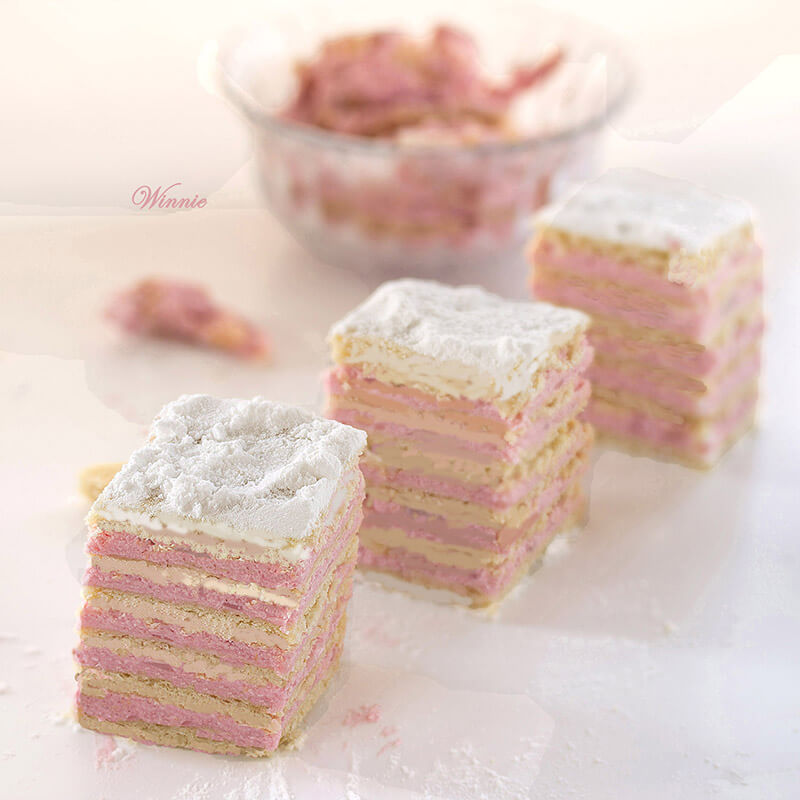 Eastern European Layer Cake with Strawberry Cream Filling from Winnish