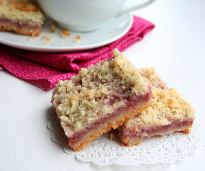 Strawberry Rhubarb Crumb Bars from All Day I Dream About Food