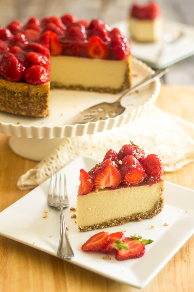 Non-Dairy Paleo Strawberry Cheesecake from The Healthy Foodie
