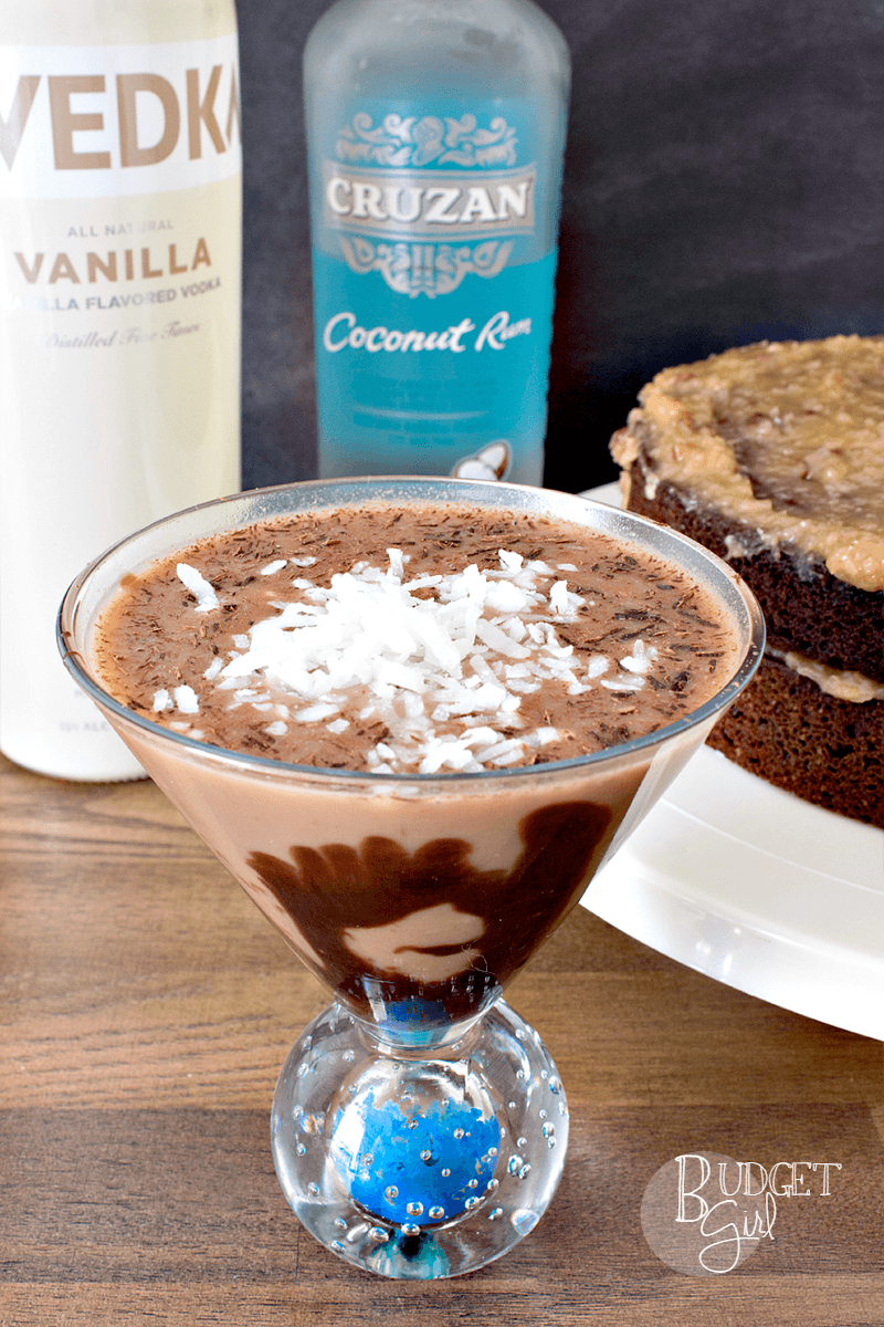 German Chocolate Cake Cocktail --- A German chocolate cake cocktail is a great way to have your cake and drink it, too! These cocktails are made with almond milk, coconut rum, and vanilla vodka. || via diybudgetgirl.com