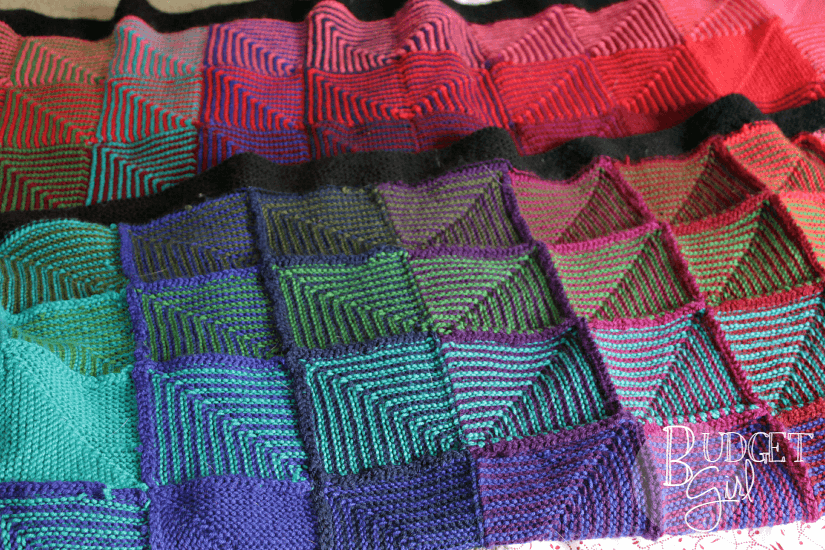 This jewel-toned hue shift afghan knitting pattern is fun and easy to knit. The resulting blanket is also incredibly soft. Perfect for cooler months!
