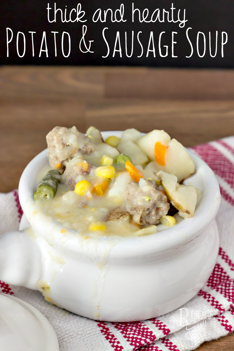 Let's get autumn started right with a savory, hearty soup! This potato and sausage soup is chunky and delicious.