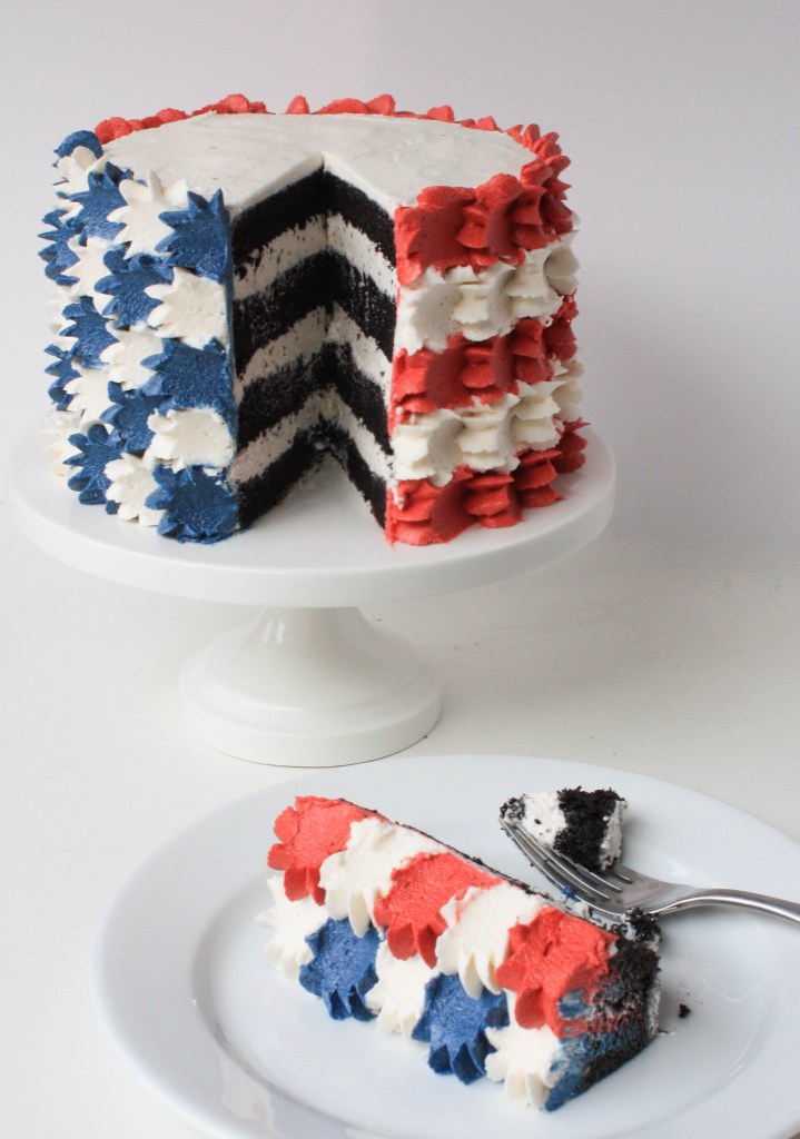 Buttercream Stars and Stripes 4th of July Cake