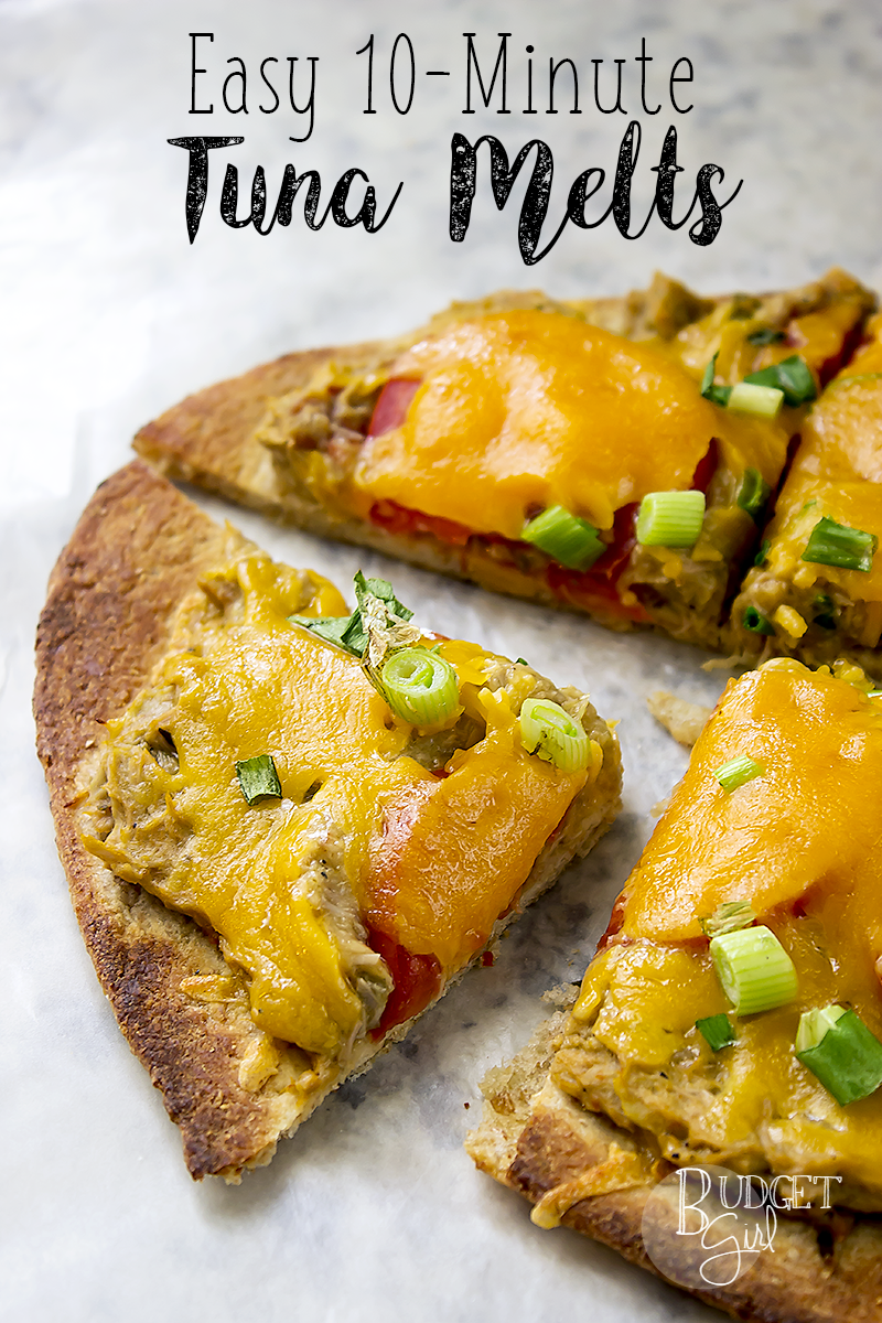 These easy 10-minute tuna melts are great for a quick, easy, filling meal. 